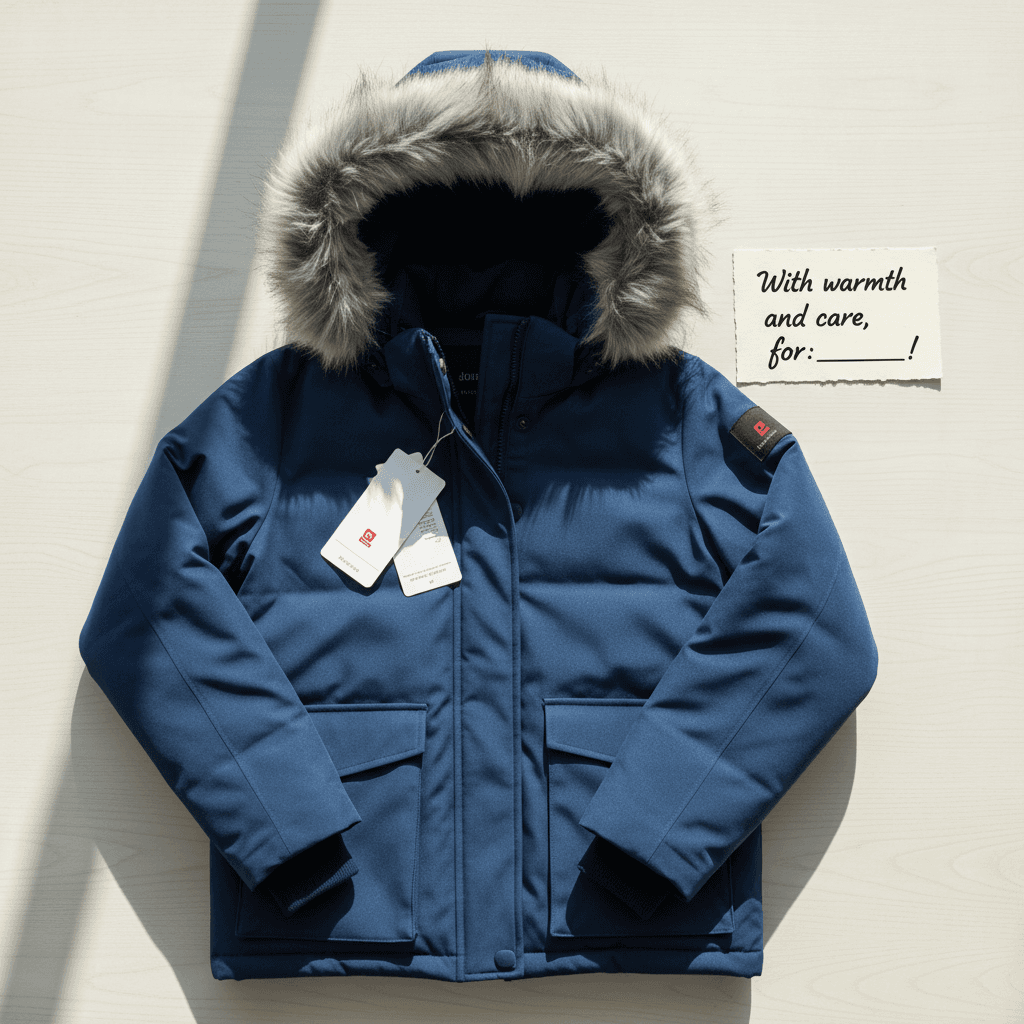 New winter coat with price tags still attached