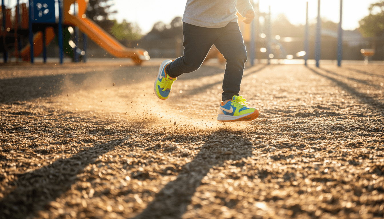Child running in new sneakers