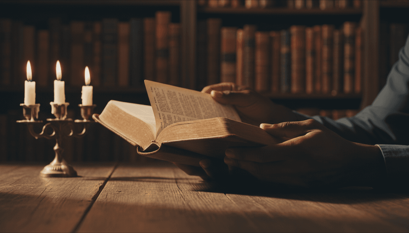 Spiritual grounding session with mentor and young man reading Bible